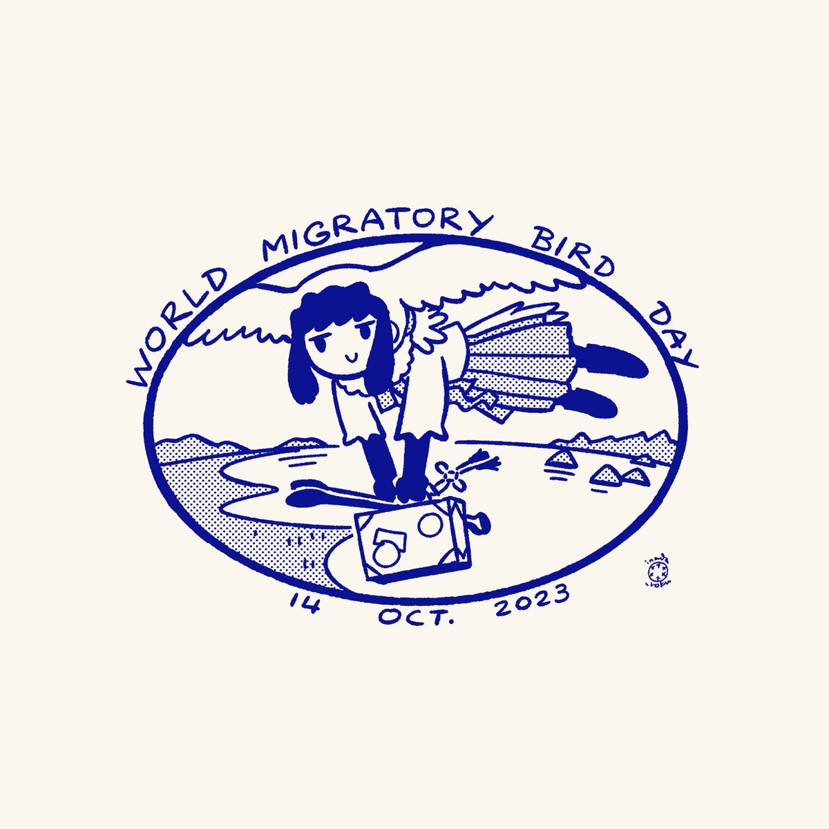 「クロツラヘラサギ(オリフレ) 世界渡り鳥の日記念 」|いなだ＠4/16京都フレチ24«G-13»のイラスト