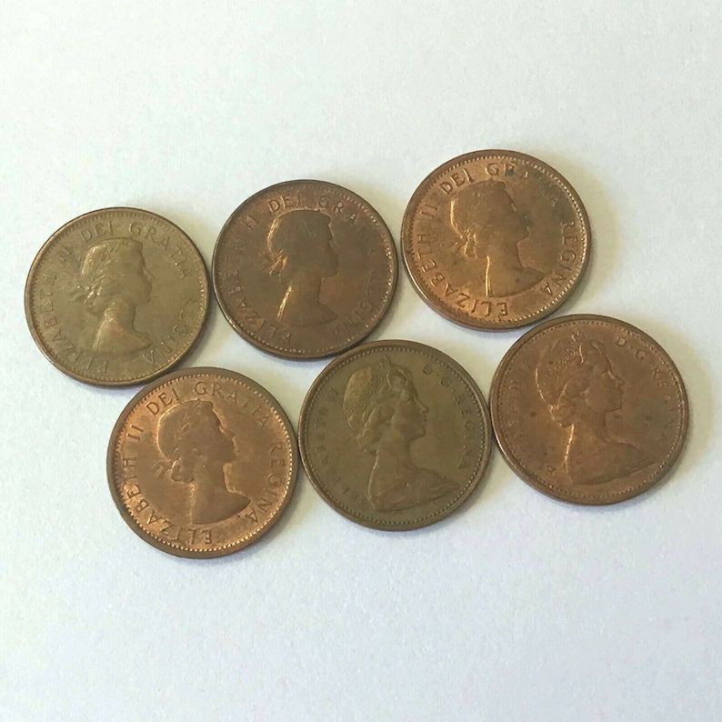 60's CANADA one cent copper, lot of 6 Canadian Pennies 1961 19 by COINeredShop buff.ly/45C4Fgd via @Etsy #EtsyVintage #collectibles #collectable #EtsyDeals #EtsyShop #EtsyStore