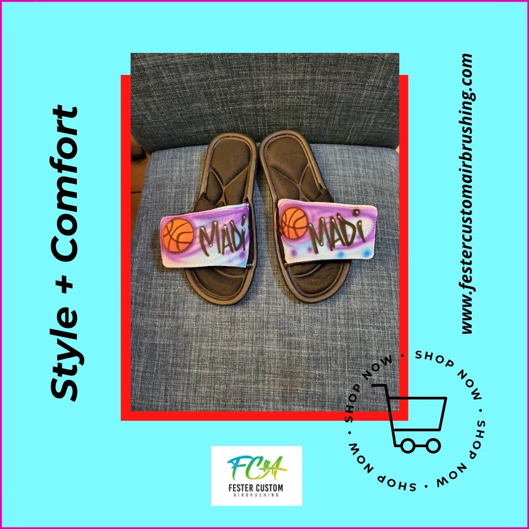 Super cute, super comfy! Airbrush slides by Fester.  Great for party favors or gifts!

buff.ly/3t7OAkT

#custompartyfavors #partyfavors #livepartyentertainment #creativegifts #uniqueparty #slidesandals #slides #customslides #comfysandals #festercustomairbrushing