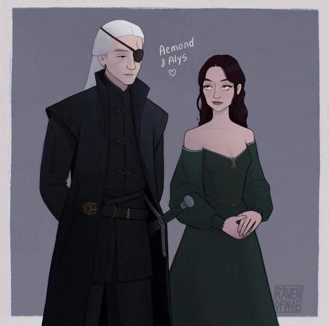 “Aemond alone had become besotted with the Rivers woman, to such an extent that he could not bear the thought of leaving her.”

Artist: ravenofwoe on instagram