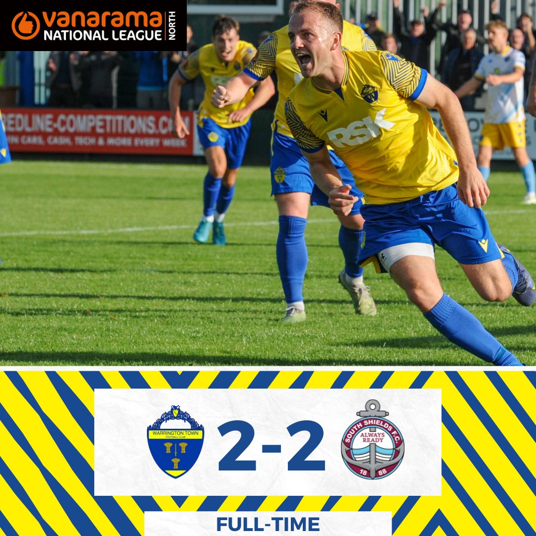 theyellows's tweet photo. FULL TIME | Warrington Town 2-2 South Shields

Mitch Duggan completes the Yellows fightback from 2-0 down after playing with 10 men for 90 minutes. https://t.co/HNySzzZeqn