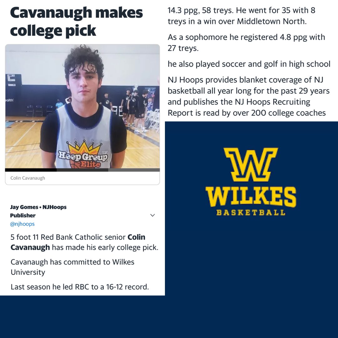 ColinCavanaugh4's tweet image. Thank you to Jay Gomes from @njhoops for the write up about my commitment to @Wilkes_BBall. #commitment