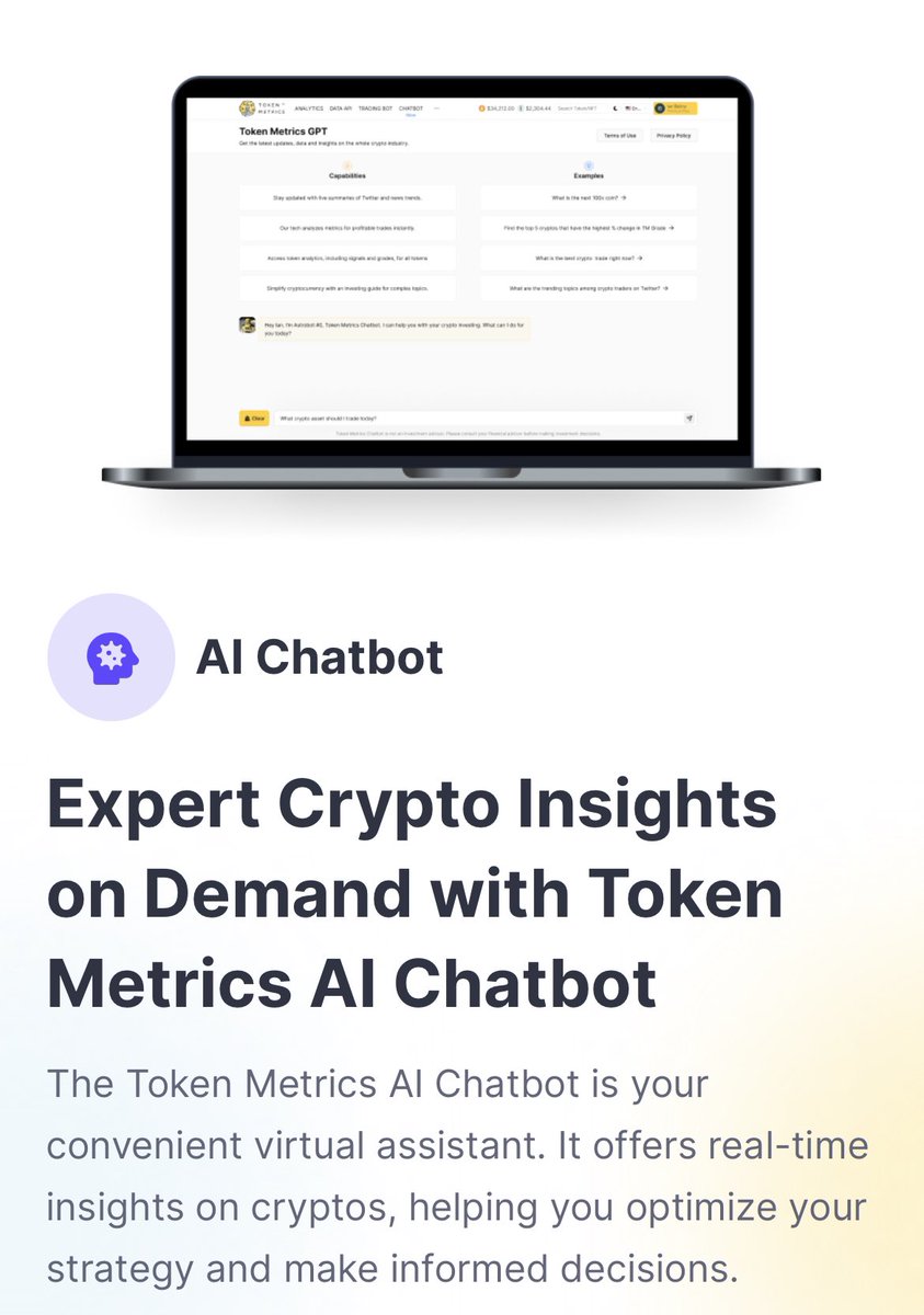 Embrace the future of investing with cutting-edge Artificial Intelligence.  
#TokenMetrics #investing #ArtificialInteligence