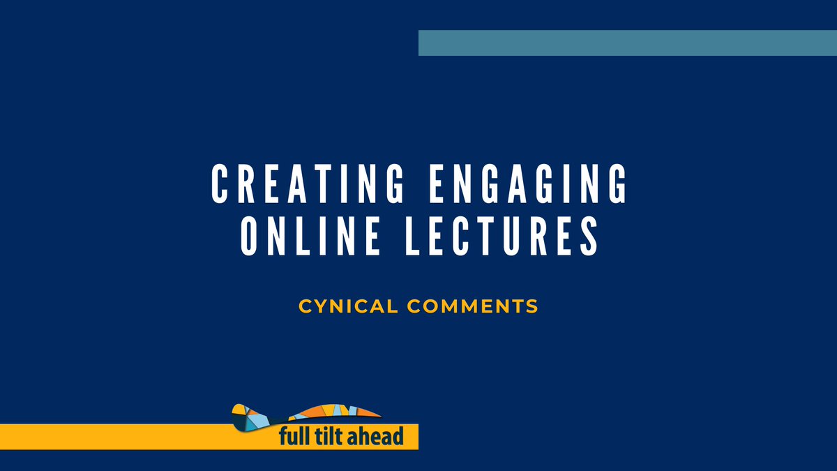 Keep learners engaged with this online lecture idea called "Cynical Comments." Check it out today!

#elearning #onlinelearning #highered

bit.ly/3vygkf9