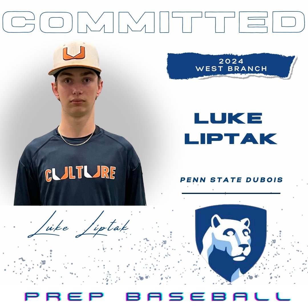 🚀Commitment Watch🚀 2024 RHP|SS Luke Liptak (West Branch) has committed to Penn State-DuBois #congrats @Luke12liptak | @PSDbaseball | #committed