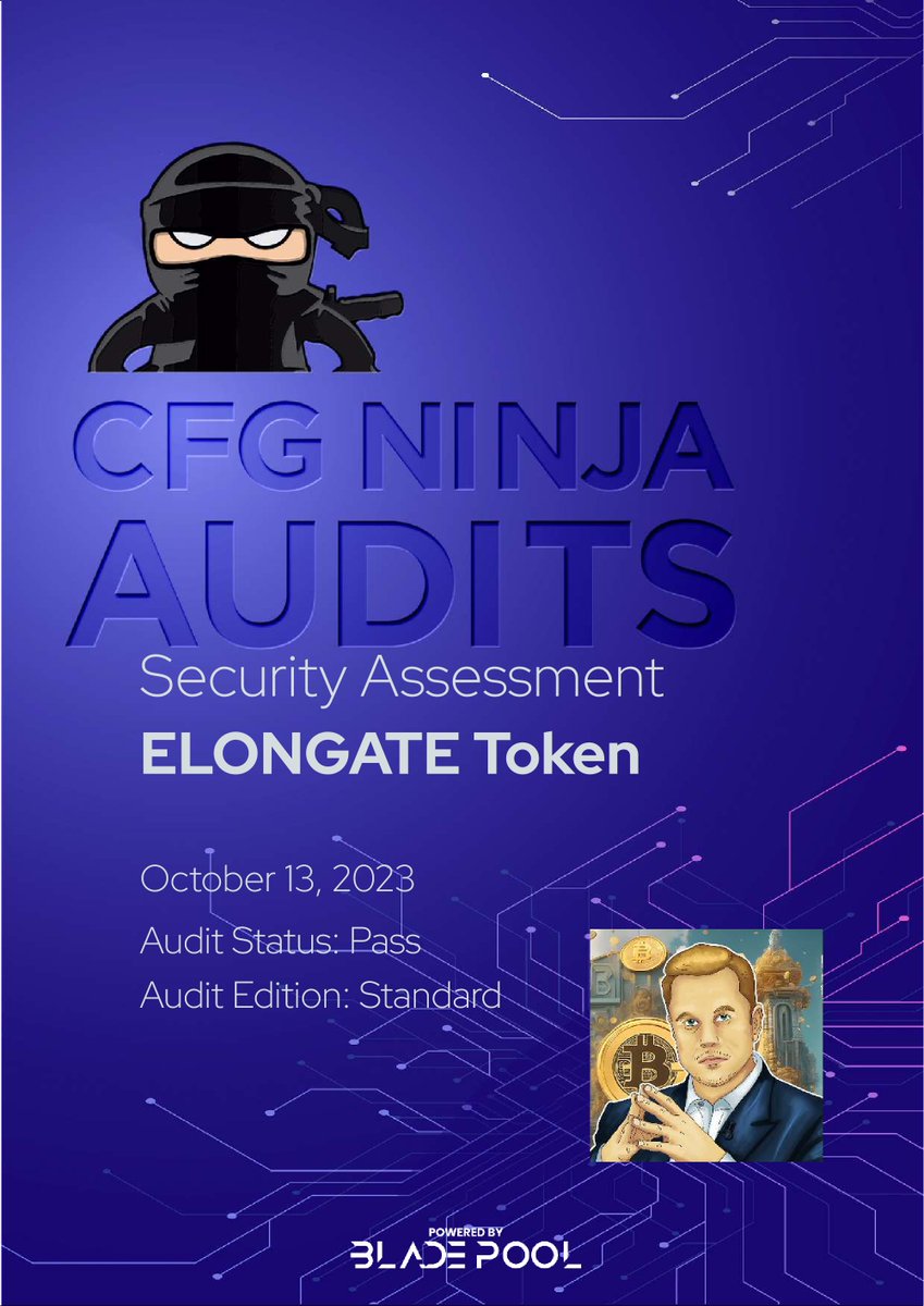 ElonGateReal's tweet photo. #ELONGATE smart contract audited by CFG NINJA now!

https://t.co/2YzOvOafHA https://t.co/BI0ekjEV5N