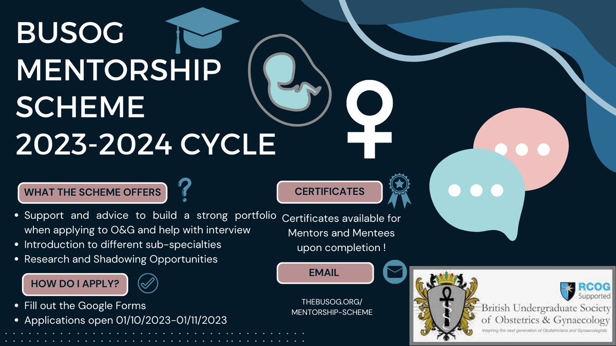 The BUSOG O&amp;G  Mentorship Scheme is back!
Find out more and apply using the link below:)
thebusog.org/mentorship-sch…