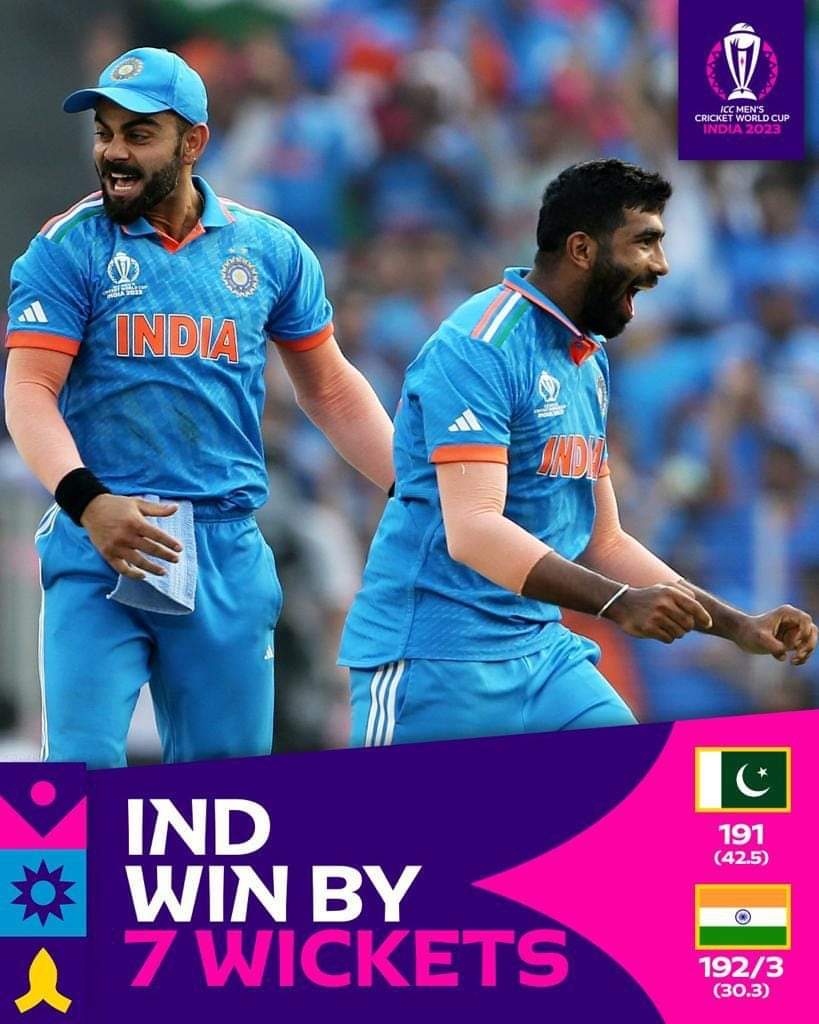 AzmiPmt's tweet photo. टीम इंडिया की शानदार जीत 🇮🇳

बहुत-बहुत मुबारकबाद सभी देशवासियों को

#IndiaVsPakistan #icccricketworldcup2023 https://t.co/EclsvthLiQ