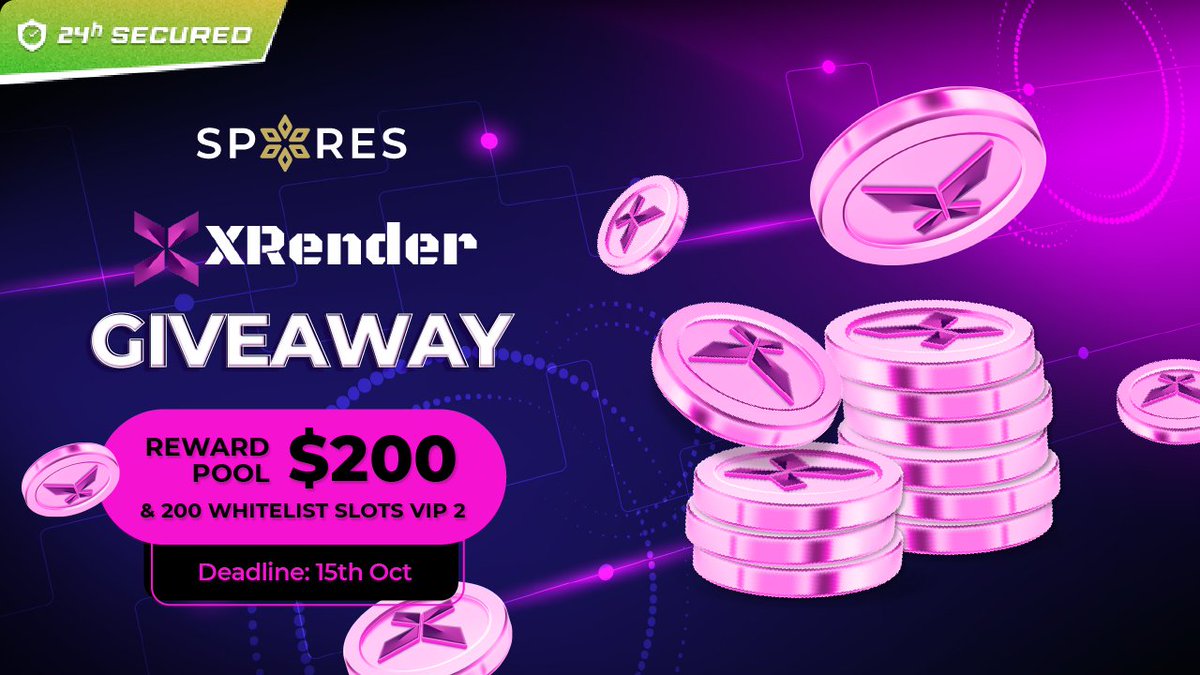itsavaeth's tweet photo. New #Giveaway frens ☀️

@Spores_Network 𝐗 @XRenderAI 

🏆 Prize Pool: $200 worth of $XRAI &amp; 200 #Whitelist Slots

👉 JOIN NOW: https://t.co/apEWA1XUds

⏰ Deadline:  9AM UTC 15th Oct 2023

Get ready to claim your rewards!🚀

#SporesLaunchpad #XRenderAI $XRAI #Airdrop #Giveaway https://t.co/gciMAngGij