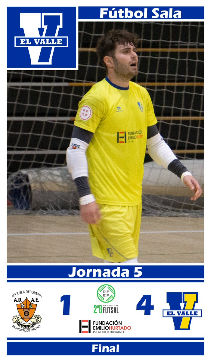 <a href="/FutSalRFEF/">Futsal RFEF</a> <a href="/ADAESIMANCAS/">A.D.A.E.SIMANCAS</a> |1-4| FINAL 
¡¡¡Victoria!!!
🏆 2ªB <a href="/FutSalRFEF/">Futsal RFEF</a> - Jornada 5

⚽️⚽️⚽️ <a href="/10_orzaez/">Orzáez</a>
⚽️ <a href="/alvarorecio/">Alvaro Recio</a>