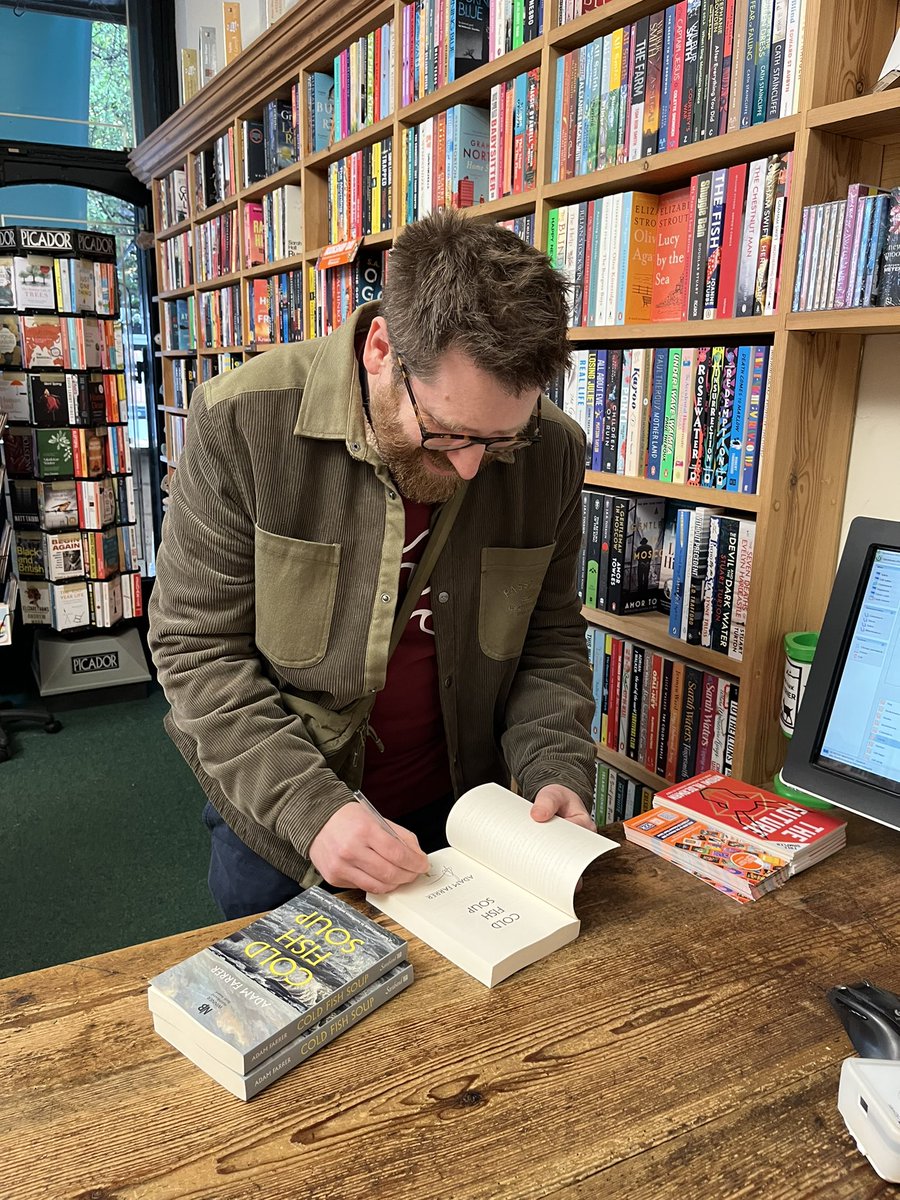AdamJFarrer's tweet photo. Popped down to @ChorltonBkshop and @BlackwellsMcr to sign copies of #ColdFishSoup for #BookshopDay
Nice to see a couple of friends on the Blackwell’s indie wall. @BookwormVaught @wesbrownwriter https://t.co/LBrjKHFV50