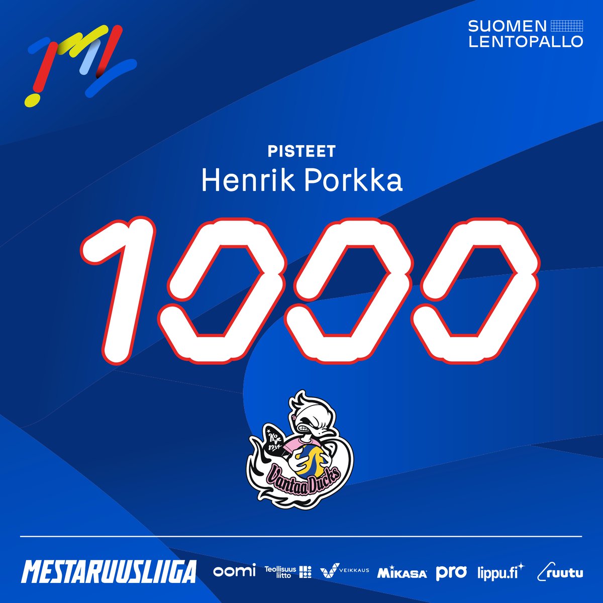 .<a href="/AkaaVolley/">Akaa-Volley</a> <a href="/panup94/">Panu Pitkänen</a>  sekä <a href="/VantaaDucks/">Vantaa Ducks</a> Henrik Porkalle täyteen 1000 liigapistettä.

TUTO Volleyn Joska Förstille puolestaan täyteen 100 torjuntaa.