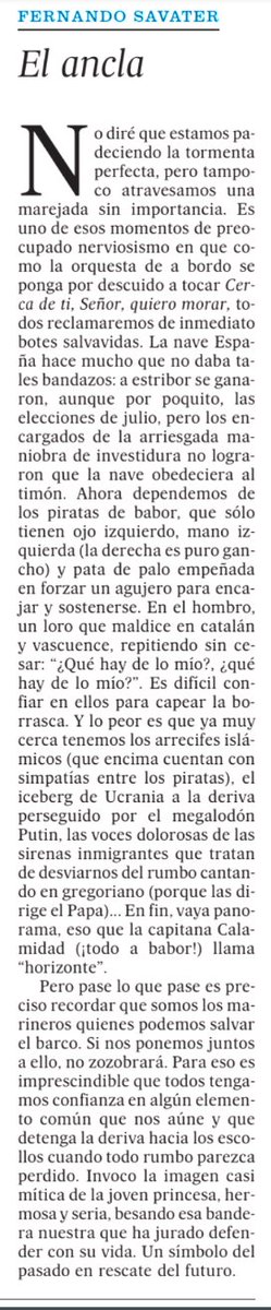 ClubdelaSerpie's tweet photo. Sábado de @Savater_ en @el_pais https://t.co/bmTLdbNh8D