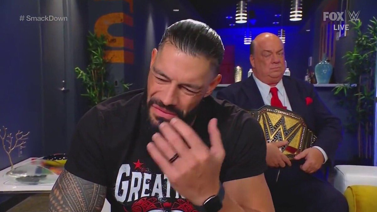 RomanBestPhoto2's tweet photo. The Tribal Chief #RomanReigns backstage segment Screencaps.
#Smackdown #WWE https://t.co/kRJMZrSApN