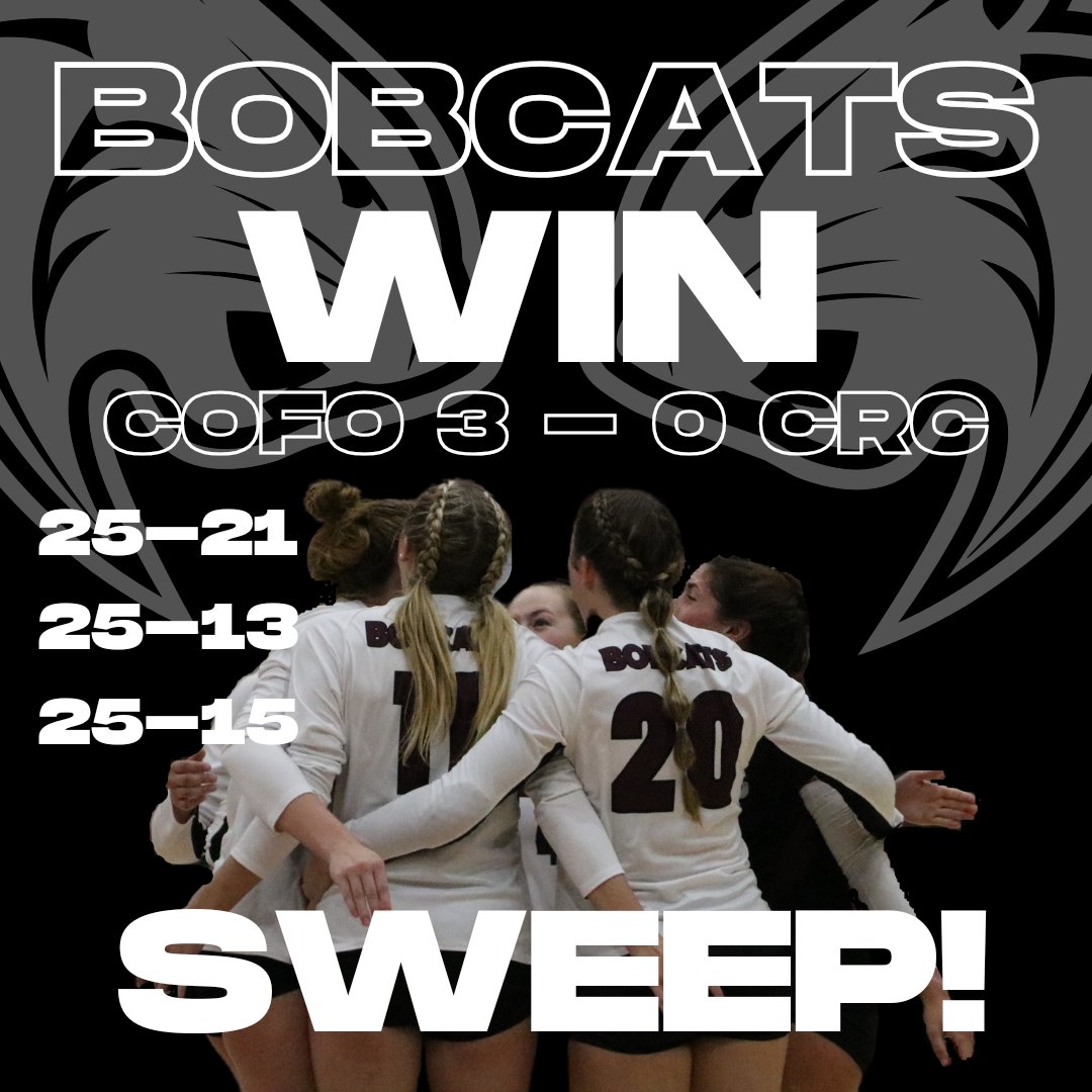 CofOSports's tweet photo. Lady Cats SWEEEEEEP for the win!

3-0 over Crowley' Ridge!

Back in action at 2 PM against Haskell Indian Nations University. 

Great job, Lady Cats!

@cofovolleyball https://t.co/WqeiPGQZJe