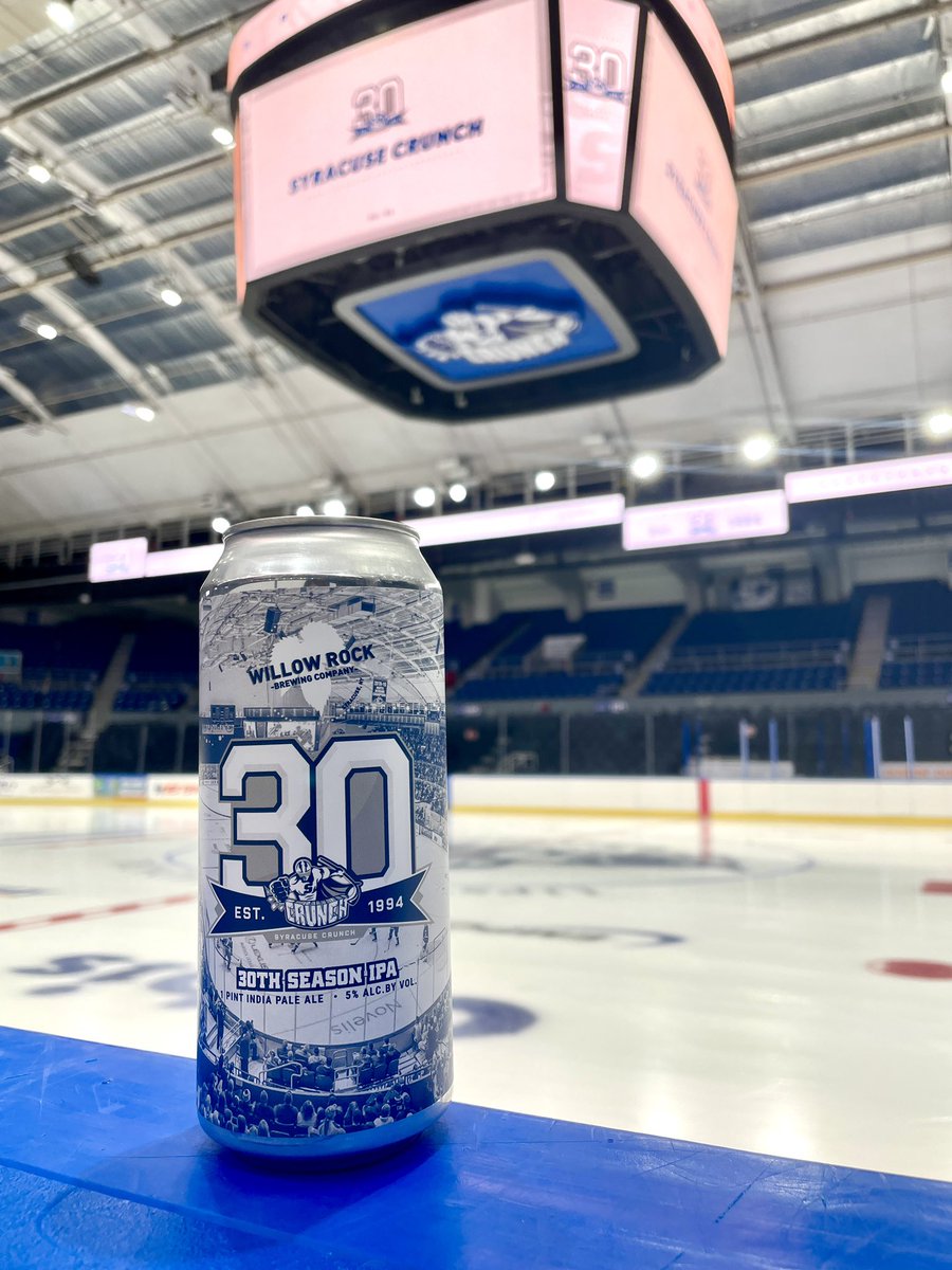 SyracuseCrunch's tweet photo. Cheers to 30 years! 🍻

Celebrate our milestone season with a 30th Season IPA from @WillowRockBrew available at beer stands throughout the arena. https://t.co/Qk6BJLMQU5