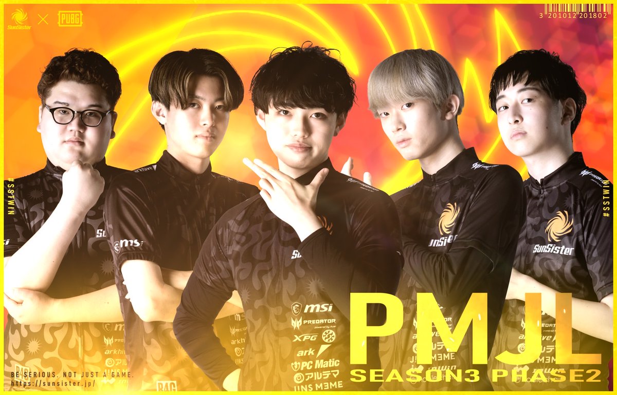 【PUBG MOBILE JAPAN LEAGUE】
#PMJL Season3 Phese2 DAY9
総合順位は現在5位で上位に食い込める位置にいます。
明日の最終日、全てを出し切って挑む選手を #SSTWIN で応援宜しくお願いします！
【Roster】
<a href="/pubgm_Apollo/">RC ApolloOcO</a>
<a href="/Garnet_pubg/">CAG Garnet</a>
<a href="/Sheep_gg/">Sheep🐑</a>
<a href="/Fum1yA07/">Fumiya</a>
@r11_2EZ

#PUBGモバイル #XMOMENT