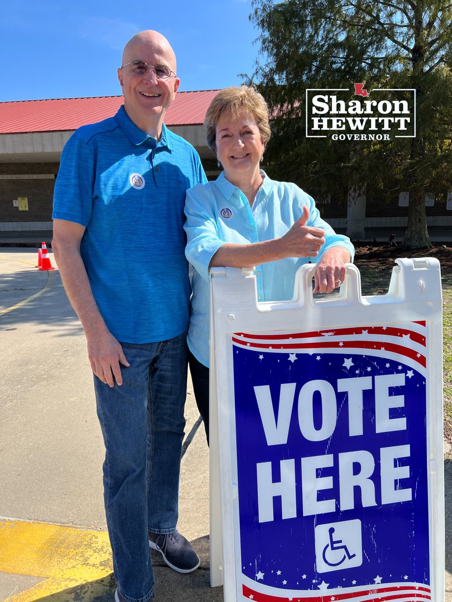 We voted today, did you?  

I am humbly asking for your vote for Sharon Hewitt for Governor, #7 on your ballot!

Find your polling location ➡️ 
voterportal.sos.la.gov/Home/VoterLogin