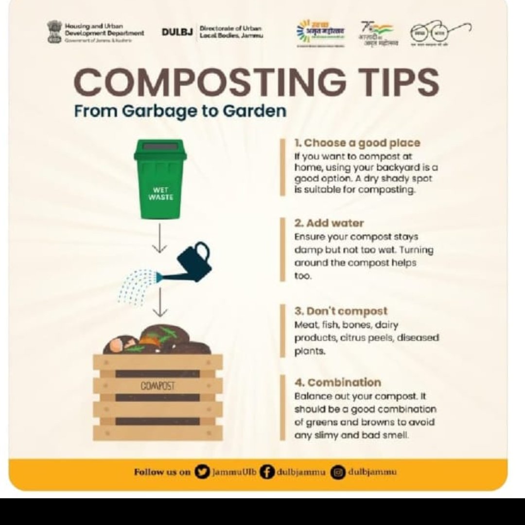 swachhthan33075's tweet image. #CompositingTips 
From Garbage to Garden
#YouthVsGarbage #GarbageFreeIndia.#SwachhBharat
@aiilsgjk
@JammuUlb
@MoHUA_India
@sbmvns
@md_sbm
@roopamishra77
@OfficeOfLGJandK
@Secretary_MoHUA