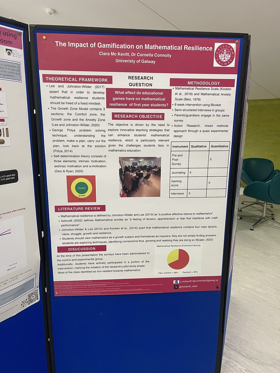 mckevitt_ciara's tweet photo. Great way to start #MathsWeek presenting my research to date on Maths Resilience and gamification 👩‍🏫 @MEIConfIreland @MEIMaths @OLSSBlayney @corneliathinks https://t.co/wRphcXG9ht