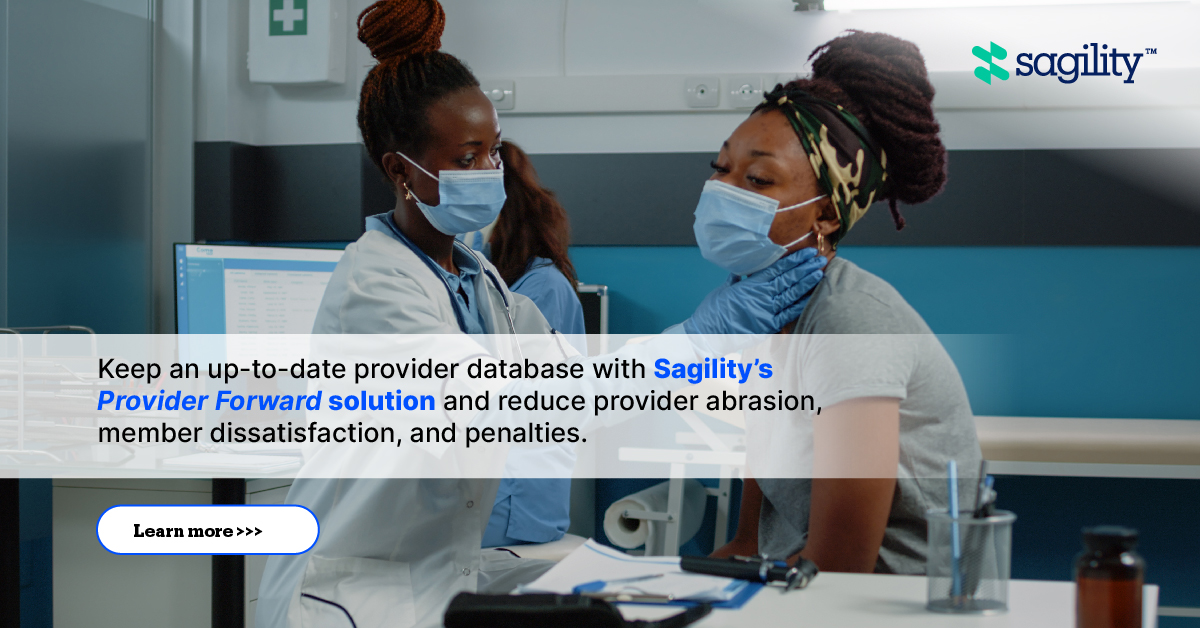 SagilityHealth's tweet photo. Combined with people, processes, and technology and a purpose-built analytics/AI platform integrated with a CRM, our Provider Forward solution enables us to manage end-to-end provider data.
Learn more: https://t.co/w2nxmt5w3R
#Sagility #ProviderNetworkManagement https://t.co/VWDZcSaUaH