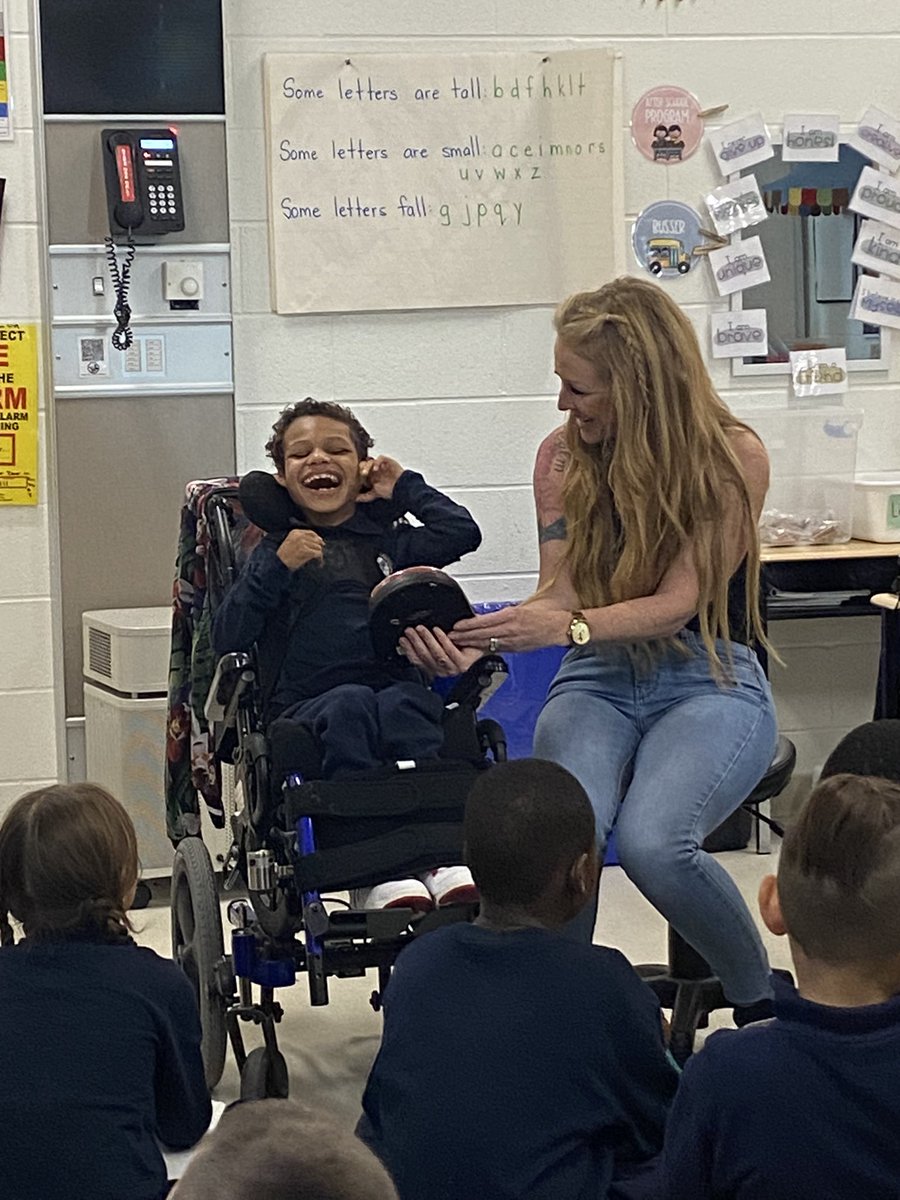 The highlight of our day! Using the switch as an effective #communicationdevice to begin our day. We 💚 the smiles &amp; giggles, and N 💚💚 the big round of applause  &amp; laughter he hears. Thank you to our amazing EA team @StScholStorm for all your amazing support. <a href="/HCDSB_SLPs_CDAs/">HCDSB_SLPs_CDAs</a>
