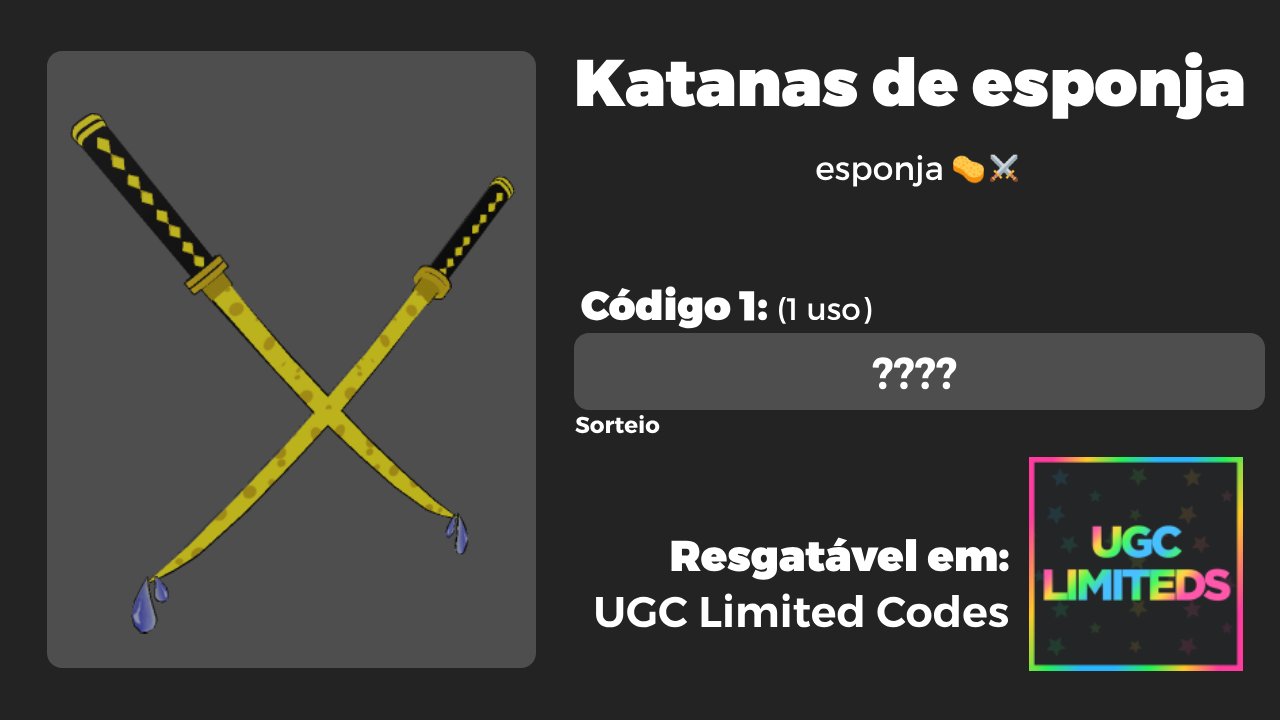 RTC em português  on X: SORTEIO: Estamos sorteando um código para as  Katanas de Esponja! Para participar, você precisa: 👥 Seguir eu  (@Roblox_RTC_BR) e @WhoseAli ♻ Retweetar esse post O ganhador