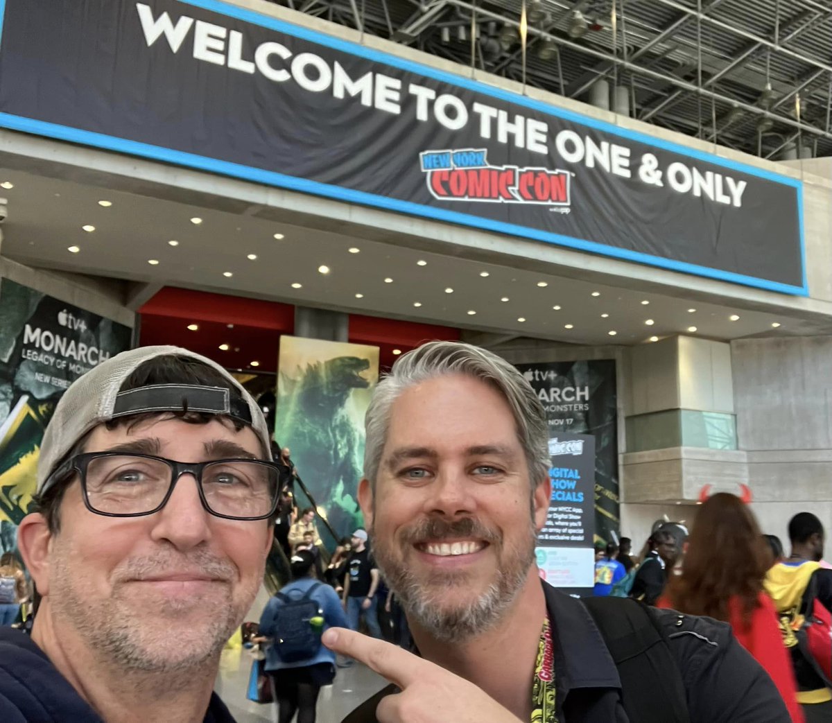 BrendanDeneen's tweet photo. Plotting future shenanigans with @davidbooher. #TheOneAndOnly #NYCC #NYCC2023 https://t.co/stBy61Wyu4
