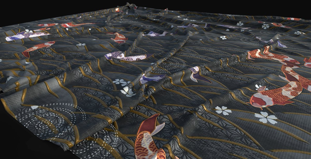 HunBunArt's tweet photo. Decided to make a Kimono Koi fabric pattern in Designer to get through the rust for an upcoming project~😄🌸 #Substance https://t.co/N6KQOjguXU