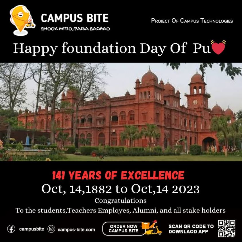 CampusBite's tweet photo. A success Journey
پنجاب یونیورسٹی پاکستان کی سب سے پرانی اور بڑی علمی درس گاہ ہے جو آج 14 اکتوبر کو 141 برس کی ہو گئی۔ آج جامعہ 303 بیچلر پروگرام اور 144 سے زیادہ مضامین  میں معیاری تعلیم فراہم کررہی  ہے۔ 19 فیکلٹیز اور 1100 سے زائد مستقل اساتذہ موجود ہیں۔ https://t.co/Ww9ao0GSd0