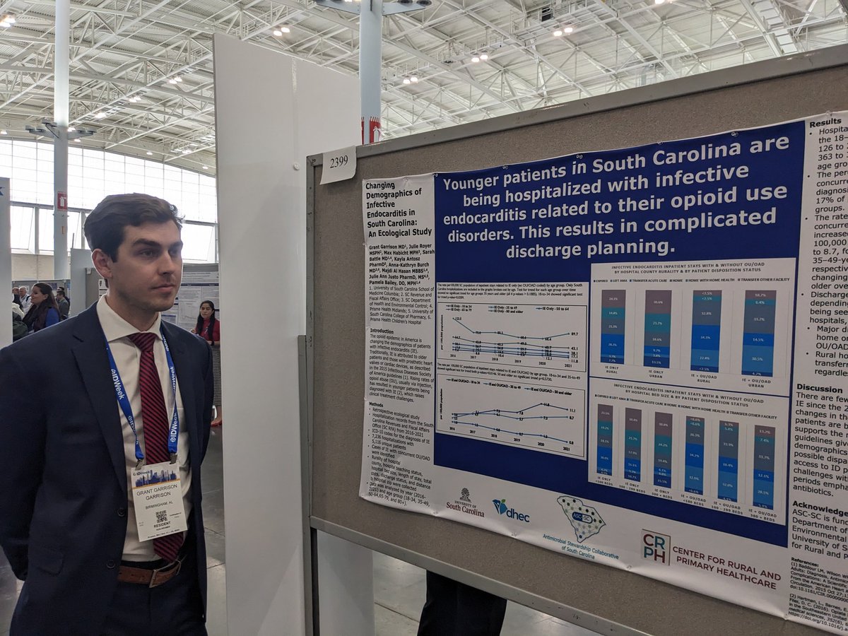 Congratulations to @UABDeptMed Grant Garrison's poster presentation on patients with IE and opioid use disorder! #IDWeek2023