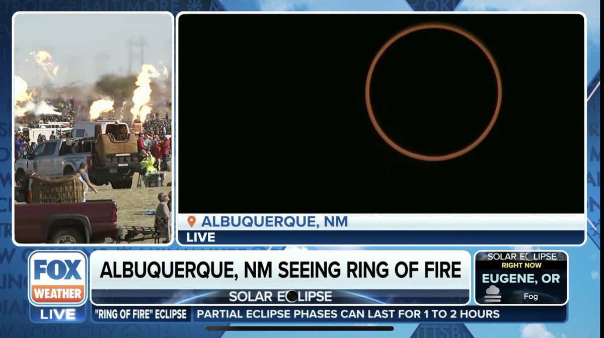 CraigHerreraTV's tweet photo. Awesome 😎 #Albuquerque #annularity! Live #AnnularSolarEclipse coverage on @foxweather from #NewMexico &amp; #Texas! Watch free on #foxweather app or favorite connected TV device! Go team! @RobertRayWx @StephenMorganTV @Max_Gorden @1Brandycampbell @BobVanDillen @MichaelEstimeWX https://t.co/7nRhKgwmp9