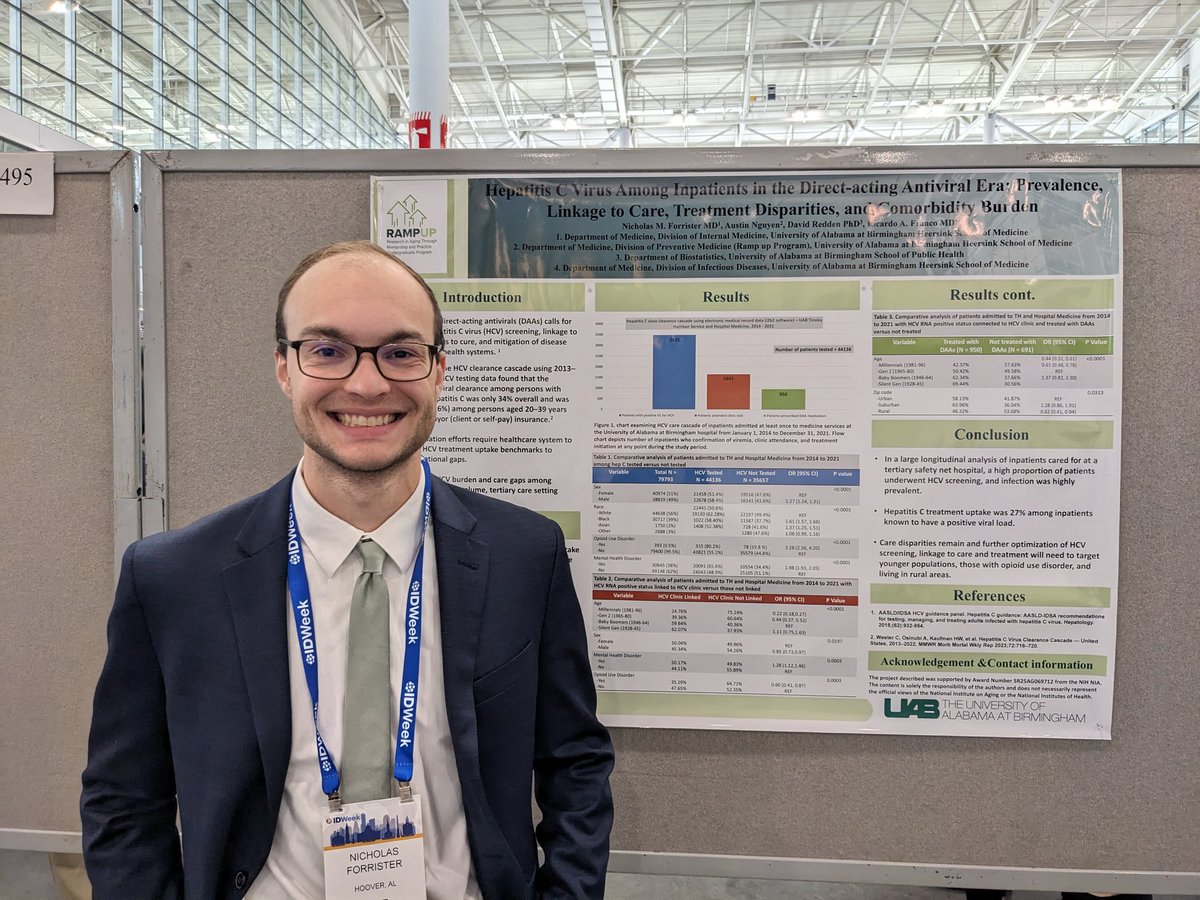 Come see @UABDeptMed Nick Forrister's poster on Hep C treatment cascade ! #IDWeek23