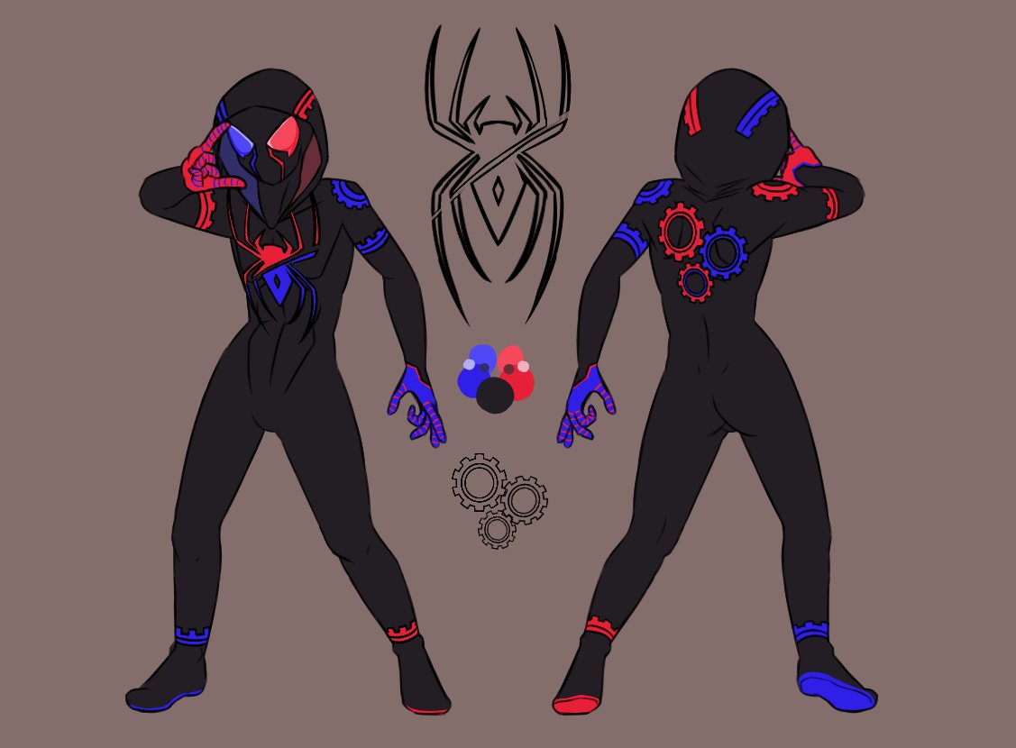 Did I...never post my spiderlad??? Well, since I don't plan on making a full sheet for him at this point, y'all can say hello to Cogweb, my spider OC pretty heavily based on Kamen Rider Build