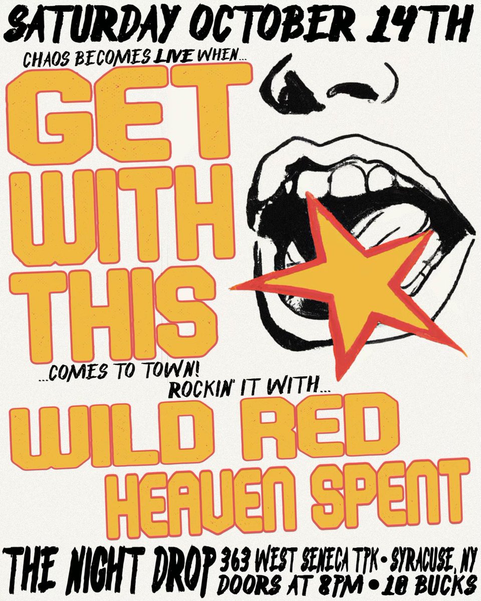 wildredsounds's tweet photo. we play in syracuse tonight with get with this and heaven spent https://t.co/Fe3p0ff5bb