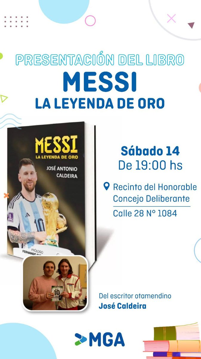 LIBRO MESSI - LA LEYENDA DE ORO ¡Buen día a todos! En este hermoso día, el otamendino José Caldeira, estará brindando una interesante charla en el recinto del Honorable Concejo Deliberante de General Alvarado, Miramar. 

#Messi #futbol
#soccer #InterMiami #Barcelona
