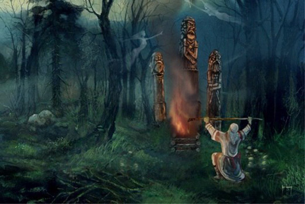 SlavicFaith's tweet photo. In the ethereal mist of the ghostly forest, the haunting melodies of ancient temples reverberate, where the gods of our forefathers have remained in slumber until now.๐ฟ๐ถ #Rodnovery #SlavicNativeFaith https://t.co/pNZxRaHntx