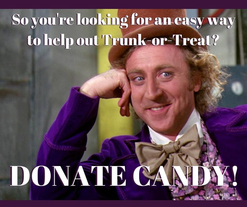 We can still use candy and or small item donations to pass out at Trunk or Treat! buff.ly/3FdtNiG
