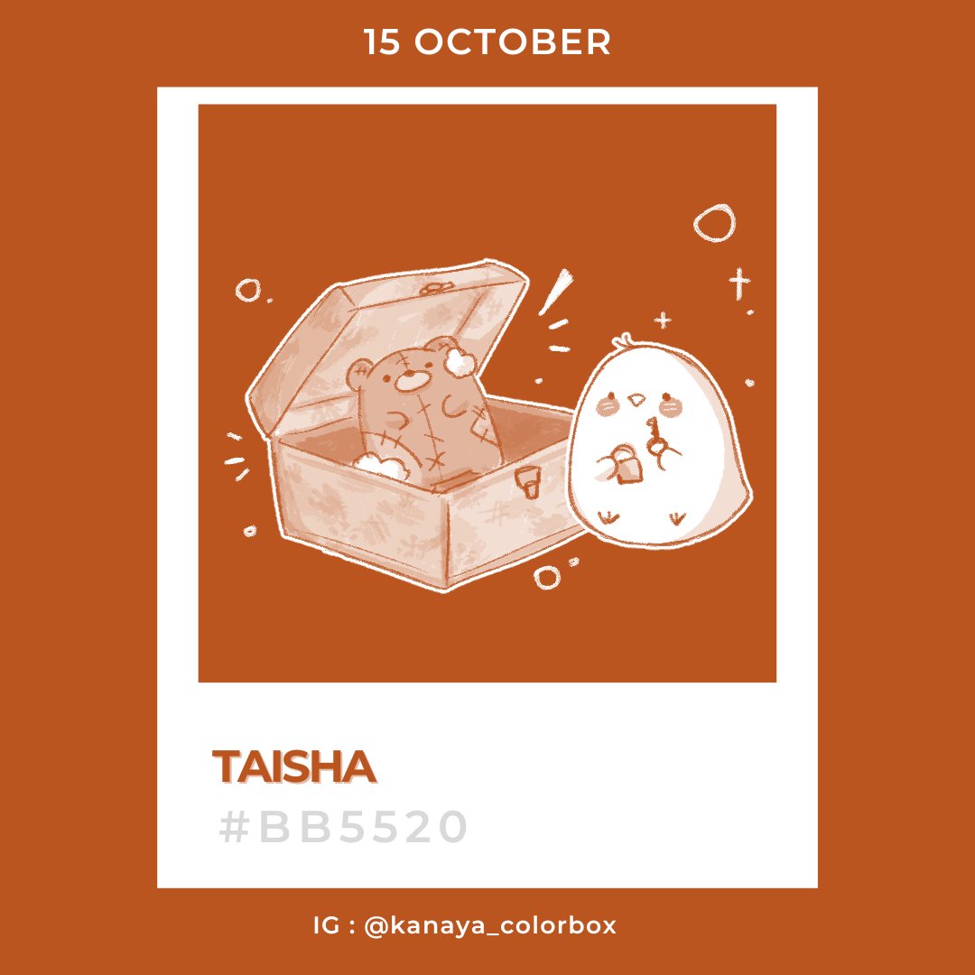 KaNaYa_KNa's tweet photo. 15 October | #bb5520
Taisha | 代赭(たいしゃ)
ไทชะ
https://t.co/3Z50HvQuzn
─────────────────────
代赭 たいしゃ red ocher สีสนิม,สีอิฐ
─────────────────────
#Birthday_Color
#15October #10月15日
#kanaya_colorbox_challenge https://t.co/Mw7OEa7qgZ
