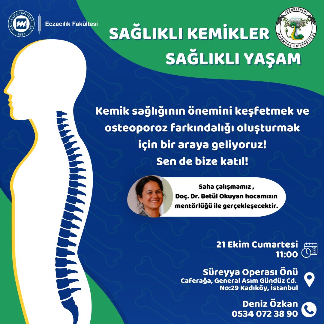 farmaakademi's tweet photo. Saha çalışmamız için seçilen ekibe Marmara Üniversitesi Klinik Eczacılık Anabilim Dalı Doç. Dr. Betül Okuyan tarafından verilecek olan  ‘’Osteoporoz Farkındalığı Ve Erken Tanı, Taramada Eczacının Rolü’’ eğitimi ardından eğitici broşürler ile sahaya inerek gerçekleştirilecektir! https://t.co/uZa33nHBbJ