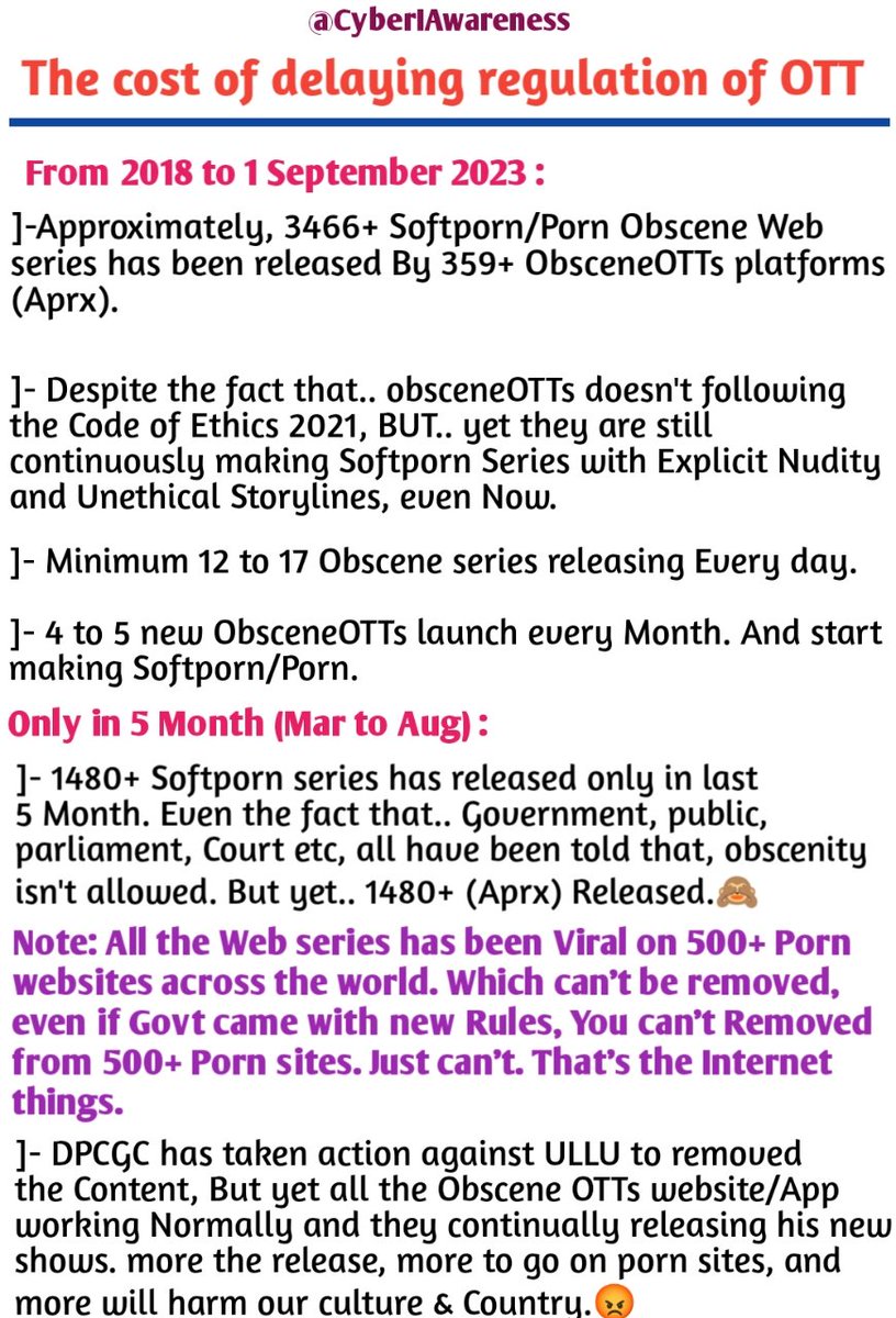 CyberIAwareness's tweet photo. }Sadly, Our I&B minister is Continually #busy on his State & #Politics.
Meanwhile,
}OTTs are using our #Culture & #Women like a #Sexual Slut.
}Everyday 25+ #ObsceneSeries is releasing.
}So @ianuragthakur Ji should Remember His Delays Cost.😠👇
Coz Public will Remember it .👇 https://t.co/kWjrTCHWV2