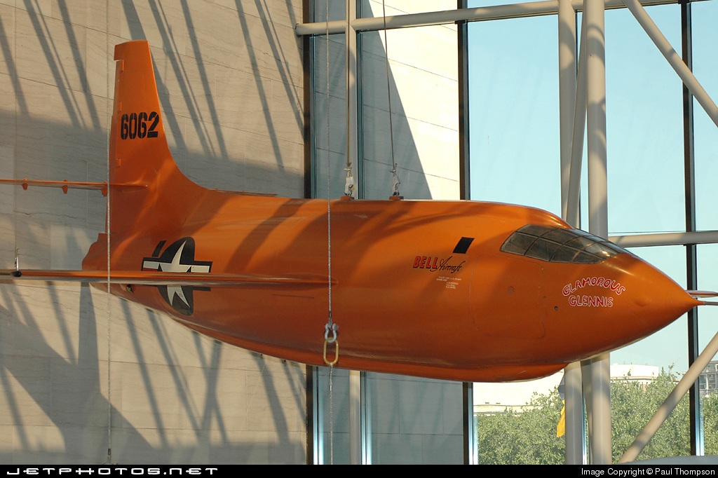flightradar24's tweet image. On this day in 1947, Chuck Yeager became the first person to break the sound barrier while piloting the Bell X-1 “Glamorous Glennis,” achieving Mach 1.06 over the California desert.