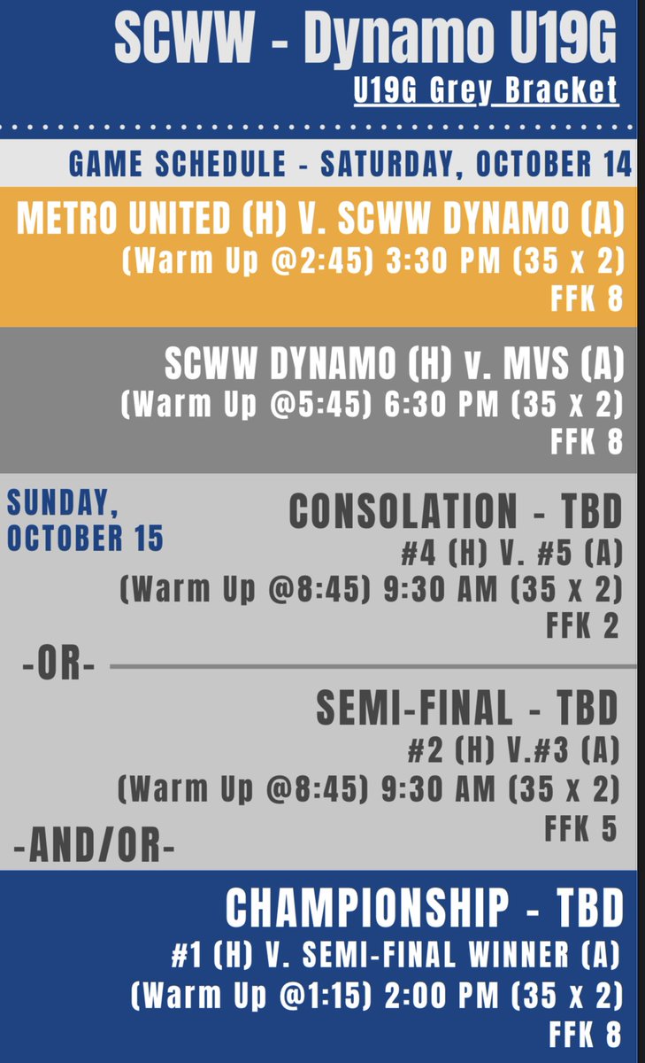 This weekend’s schedule at the Coulee Cup tournament in La Crosse! @StCroixSoccer #2024GK