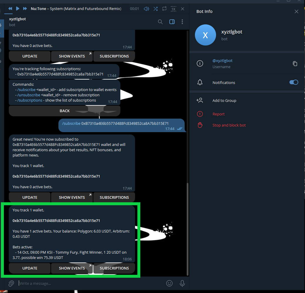 azuroprotocol's tweet photo. 😺Introducing Copy Betting

Psst anon, did you know it’s possible to copy the best (and worst) bettors using Azuro.

😺How you ask?

Azuro has built the infrastructure that will support the future of #GambleFI with trustless, on-chain, betting. Our commitment to bring “trust” and “transparency” back to betting means that, unlike the world of web2, nothing is hidden - Including who is betting on what!

This means that “copy betting” is not only possible, it’s a reality.🤯

😼What is “Copy Betting”?

You place the same bet as another person, you “copy” it duh

😸How do I do it?

Telegram bots are the new meta. Did you know that our very first frontend @bookmakerxyz has its own bot to track events, show your balance, and here is the part we’re interested in - subscribe to wallet addresses.

When you subscribe to a wallet address using the @bookmakerxyz Telegram bot, you will receive alerts directly to your phone telling you what they bet on, and how much.

🤓So what? I can bet on the same game as another address, how do I know if they’re left or right curve.

Well anon, remember when I told you Azuro is committed to transparency, this means everything is visible on-chain. Our Dune Dashboard not only tracks protocol metrics like TVL, volume, profitability etc. 

We track every address that has bet on the protocol - total volume, biggest bets, amount of bets, total profit, and their PROFIT & LOSS👀

Simple right? 

-Launch @bookmakerxyz bot from the homepage
-Search for the best degen using our Dune Dashboard
-Subscribe to the wallet
-Wait for your first alert
-Copy that damn bet

🌊🌊This is power of Azuro - Open, trustless, and transparent. Now, how many of your favorite influencers or sharps would be willing to reveal their address? 👀👀We're waiting #onchainisbetter