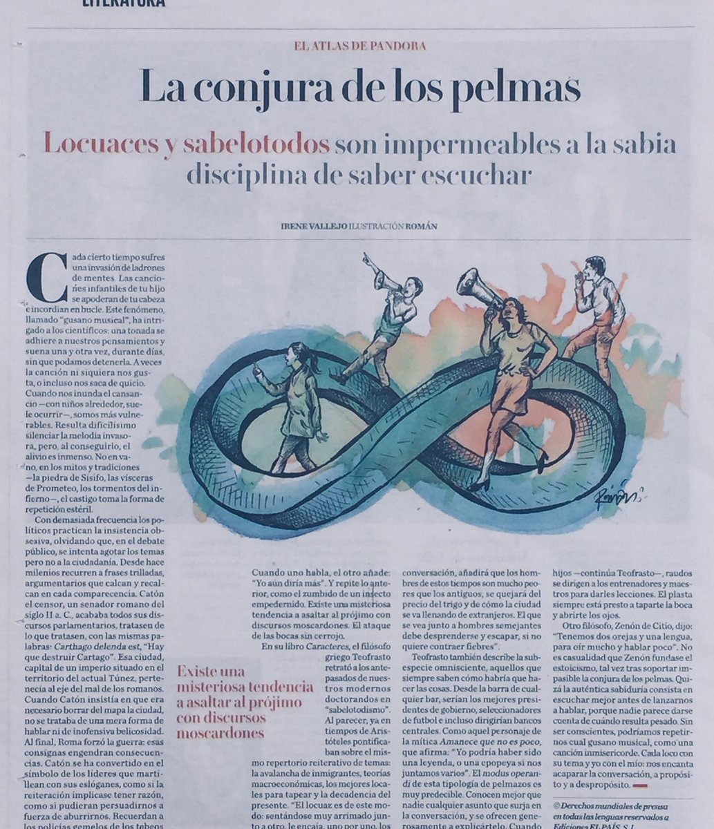 romancartoon's tweet photo. La conjura de los pelmas.
Existe una misteriosa tendencia a asaltar al prójimo con discursos moscardones. Texto de Irene Vallejo
Milenio Laberinto 1050
@irenevalmore
@SCLaberinto
#elatlasdepandora
#irenevallejo
#mileniolaberinto
#libretadeapuntes
#romanrivasdibujos https://t.co/nQaqFAjMIH