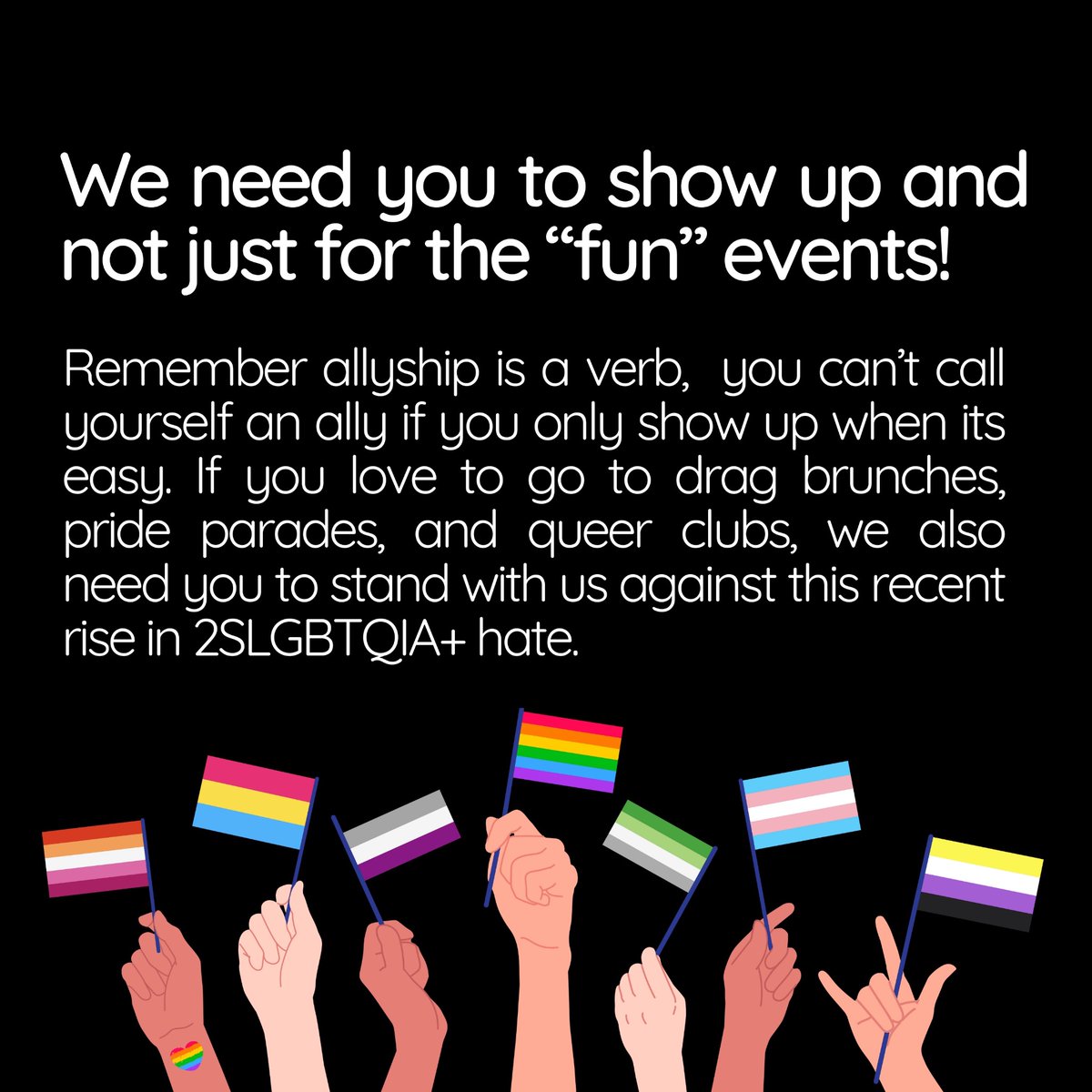 booksandtea123's tweet photo. Attention allies - This post is for you!!! We need your support now more than ever, here are some ways you can show up for the 2SLGBTQIA+ community. 
This list is by no means the only way allies can get involved, it is meant to serve as an entry point.
#nospaceforhate https://t.co/Ac7uwfBLHE