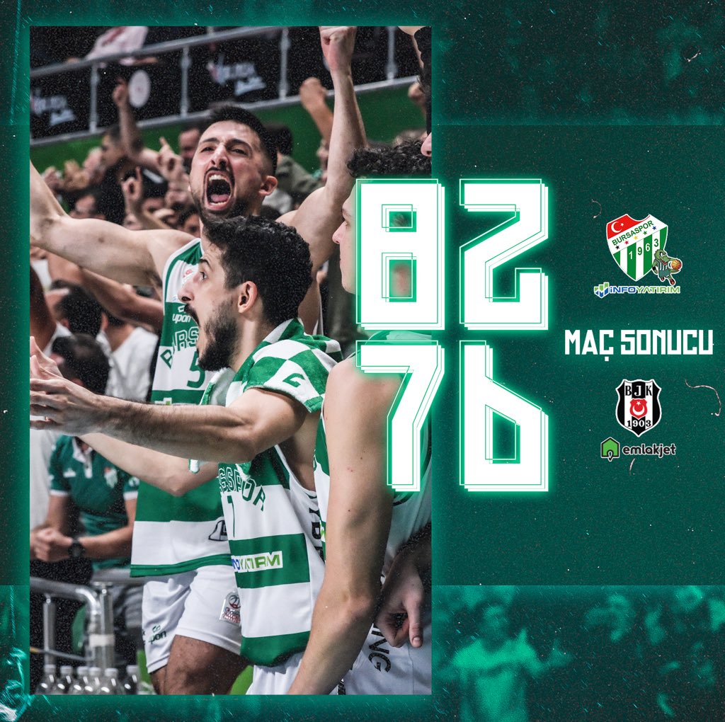 #BSL | Türkiye Sigorta Basketbol Süper Ligi 3. Hafta |
MAÇ SONUCU | 
Bursaspor İnfo Yatırım 82-76 Beşiktaş Emlakjet