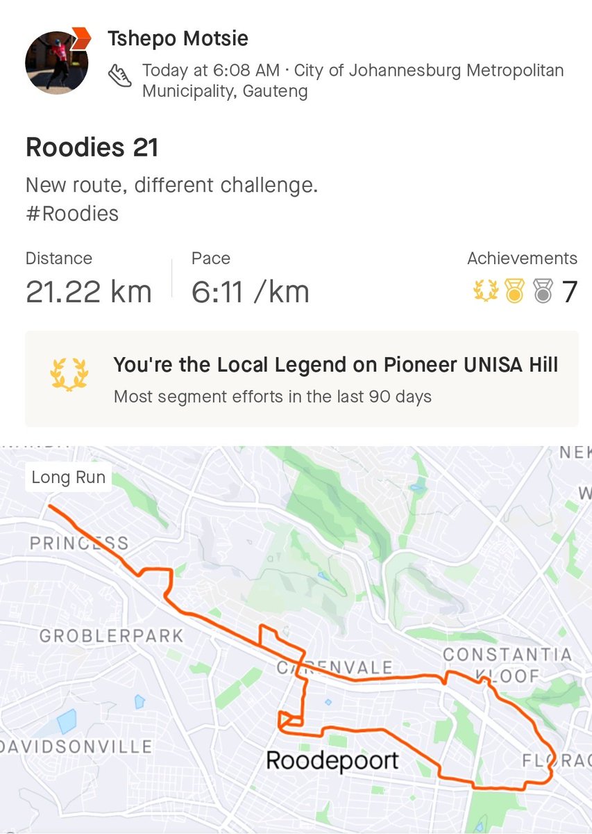 Rewindest's tweet image. Really challenging route, tough but lekker 
#roodepoortathleticsclub
#roodies
#runningwithtumisole
#gijimawena
#palamawena
#wozawena
#sebenzawena
#trapnlos
#FetchYourBody2023