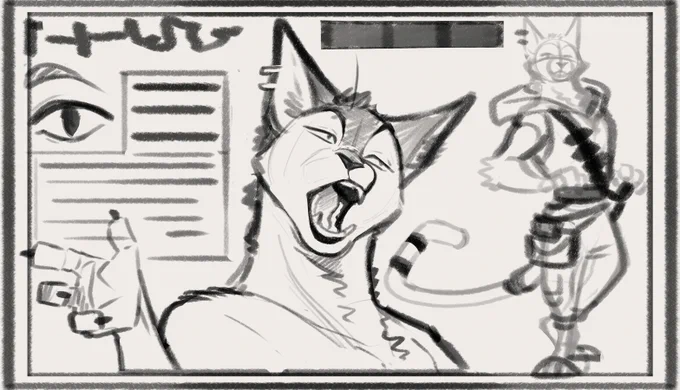 Figured it'd be neat to post a lil peek at my art process. Sketch vs finished product :>