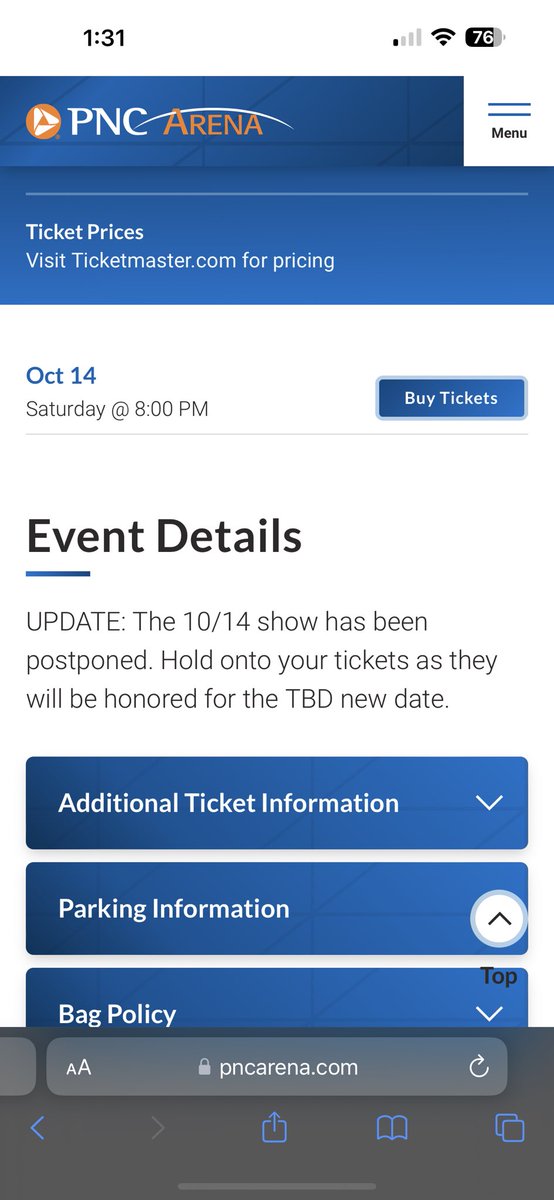 _PeachyCheech's tweet photo. This is showing up on pnc arena website https://t.co/PU1JCoYKx5